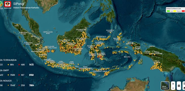 Atmosfer Kering, Titik Panas Terbanyak di Kalimantan Tengah dan Sumatra Selatan