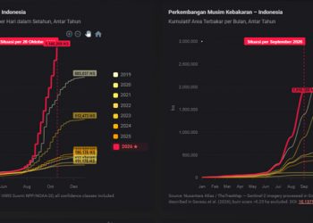 Area Hutan dan Lahan Terbakar di Indonesia Tahun 2026 Hampir 2 Juta Hektare