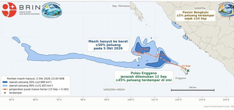 Perhitungan Terbaru Pola Hanyutan Korban Kapal Arupadhatu 1 yang Hilang di Selat Sunda