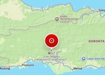 Gempa Darat Magnitudo 5,7 Guncang Pohuwato